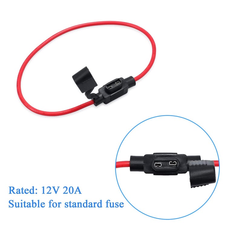 CAMWAY 10PCS Fuse Holder Blade Mini ATM/ATC Waterproof Automotive Wire Fuse Holder 14 AWG for Car Boat RV 12V 20A Fuses - Image 3